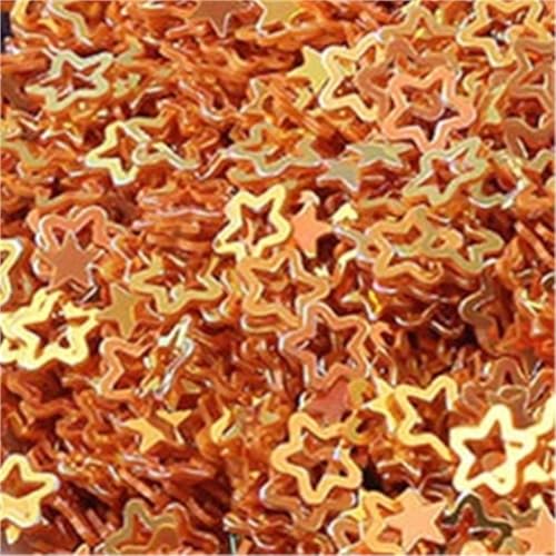 GAOJUDAF 4 mm PVC-Pailletten in Goldoptik, hohl, fünfzackige Sterne, Bastelpailletten for DIY-Scrapbooks, 10/20/50 g(Golden Orange,20) von GAOJUDAF