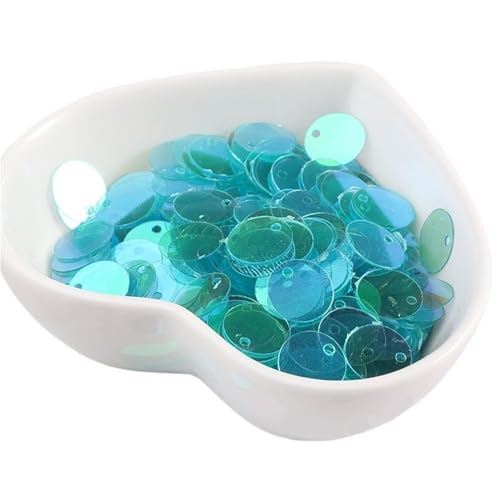 GAOJUDAF 6–30 mm flache, runde Pailletten, Zubehör zur Schmuckherstellung, Gewicht 10 g, elastische Pailletten for Hochzeiten(Clear Blue,12mm) von GAOJUDAF