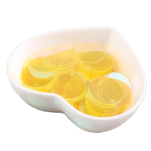 GAOJUDAF 6–30 mm flache, runde Pailletten, Zubehör zur Schmuckherstellung, Gewicht 10 g, elastische Pailletten for Hochzeiten(Clear Yellow,6mm) von GAOJUDAF