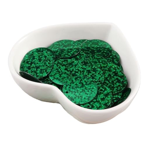 GAOJUDAF 6–30 mm flache, runde Pailletten, Zubehör zur Schmuckherstellung, Gewicht 10 g, elastische Pailletten for Hochzeiten(Dark Green,15mm) von GAOJUDAF