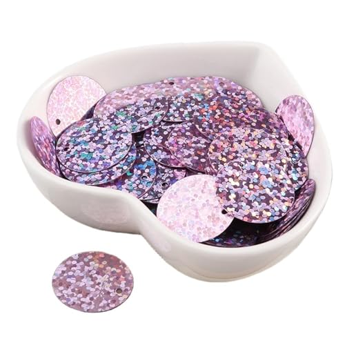 GAOJUDAF 6–30 mm flache, runde Pailletten, Zubehör zur Schmuckherstellung, Gewicht 10 g, elastische Pailletten for Hochzeiten(Deep Purple,15mm) von GAOJUDAF