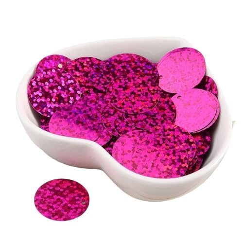 GAOJUDAF 6–30 mm flache, runde Pailletten, Zubehör zur Schmuckherstellung, Gewicht 10 g, elastische Pailletten for Hochzeiten(Deep pink,30mm) von GAOJUDAF