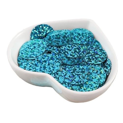 GAOJUDAF 6–30 mm flache, runde Pailletten, Zubehör zur Schmuckherstellung, Gewicht 10 g, elastische Pailletten for Hochzeiten(Light Blue,20mm) von GAOJUDAF