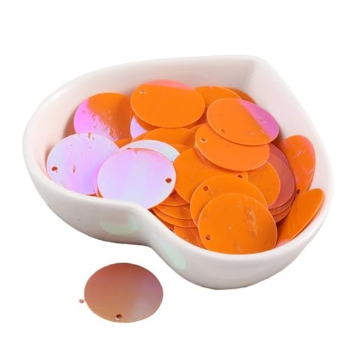 GAOJUDAF 6–30 mm flache, runde Pailletten, Zubehör zur Schmuckherstellung, Gewicht 10 g, elastische Pailletten for Hochzeiten(Orange,25mm) von GAOJUDAF