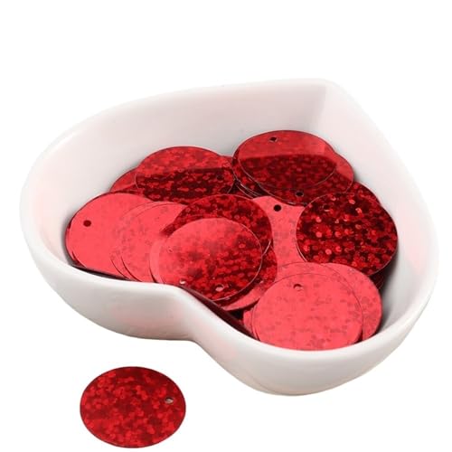 GAOJUDAF 6–30 mm flache, runde Pailletten, Zubehör zur Schmuckherstellung, Gewicht 10 g, elastische Pailletten for Hochzeiten(Red,30mm) von GAOJUDAF