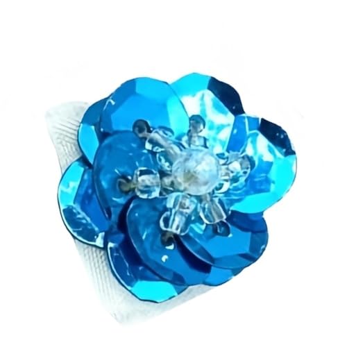 GAOJUDAF Flache Rückseite Patches Pailletten Kunststoff Dekomaterialien, 18mm Blumenmuster Kleidung Pailletten 10Stk(Blue) von GAOJUDAF