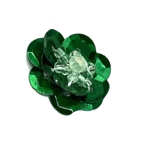 GAOJUDAF Flache Rückseite Patches Pailletten Kunststoff Dekomaterialien, 18mm Blumenmuster Kleidung Pailletten 10Stk(Green) von GAOJUDAF