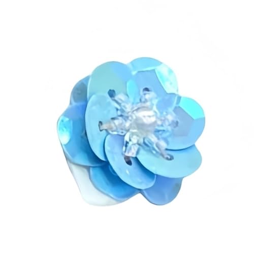 GAOJUDAF Flache Rückseite Patches Pailletten Kunststoff Dekomaterialien, 18mm Blumenmuster Kleidung Pailletten 10Stk(Lake Blue) von GAOJUDAF