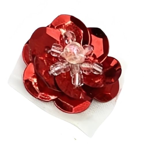 GAOJUDAF Flache Rückseite Patches Pailletten Kunststoff Dekomaterialien, 18mm Blumenmuster Kleidung Pailletten 10Stk(Red) von GAOJUDAF