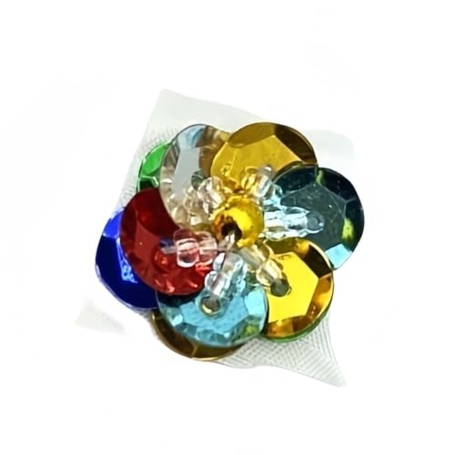 GAOJUDAF Flache Rückseite Patches Pailletten Kunststoff Dekomaterialien, 18mm Blumenmuster Kleidung Pailletten 10Stk(Red blue) von GAOJUDAF