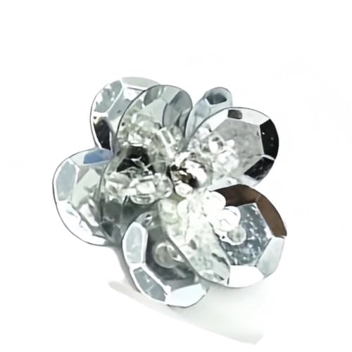 GAOJUDAF Flache Rückseite Patches Pailletten Kunststoff Dekomaterialien, 18mm Blumenmuster Kleidung Pailletten 10Stk(Silver) von GAOJUDAF