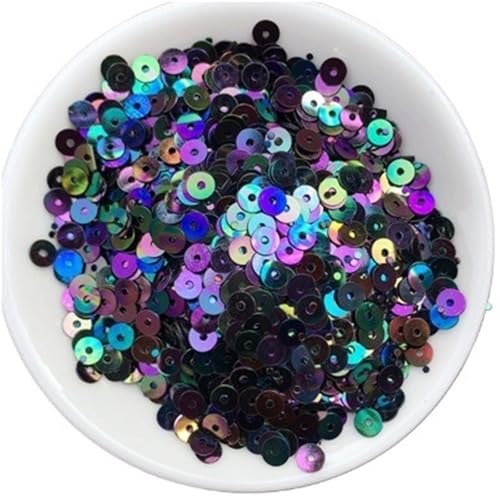 GAOJUDAF Kreative flache PVC-Pailletten, Durchmesser 2–6 mm, 10 g, runde lose Pailletten for Kleidungsstücke, DIY-Zubehör(Black,4mm) von GAOJUDAF
