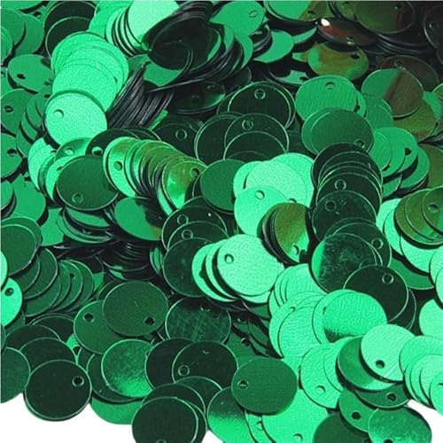 GAOJUDAF Lose große Pailletten mit runden Kanten und seitlichen Löchern, DIY-Dekorationsmaterialien, vorgestanzte Pailletten, 20 g(Green,25mm) von GAOJUDAF