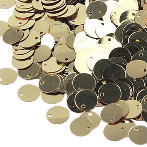GAOJUDAF Lose große Pailletten mit runden Kanten und seitlichen Löchern, DIY-Dekorationsmaterialien, vorgestanzte Pailletten, 20 g(Light gold,10mm) von GAOJUDAF