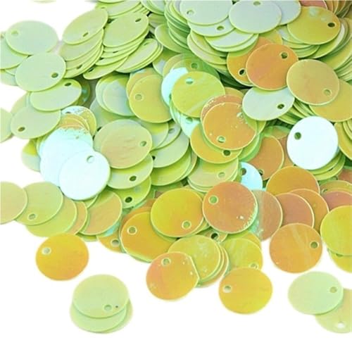 GAOJUDAF Lose große Pailletten mit runden Kanten und seitlichen Löchern, DIY-Dekorationsmaterialien, vorgestanzte Pailletten, 20 g(Lighte Green,10mm) von GAOJUDAF