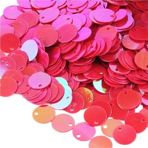 GAOJUDAF Lose große Pailletten mit runden Kanten und seitlichen Löchern, DIY-Dekorationsmaterialien, vorgestanzte Pailletten, 20 g(Red,20mm) von GAOJUDAF