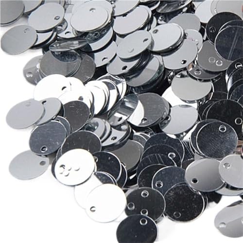 GAOJUDAF Lose große Pailletten mit runden Kanten und seitlichen Löchern, DIY-Dekorationsmaterialien, vorgestanzte Pailletten, 20 g(Silver,30mm) von GAOJUDAF