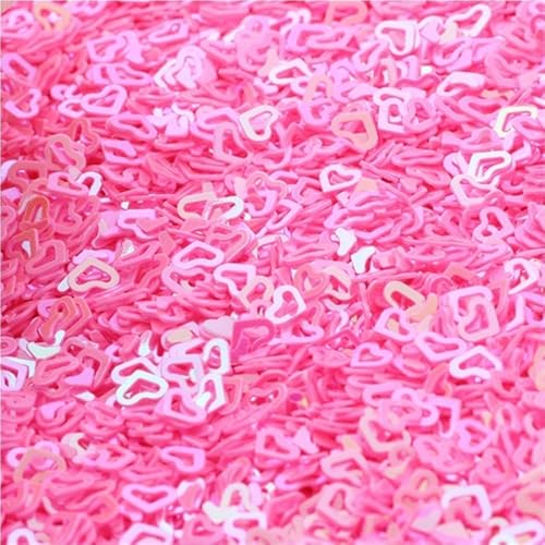 Ultradünne hohle Herz-Pailletten, Durchmesser 4 mm, Festival-Bastelpailletten, Gewicht 10/20/50 g, for Nagelkunst(Dark pink,10) von GAOJUDAF