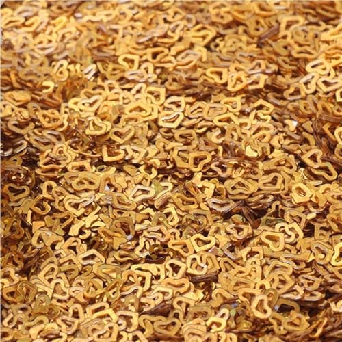 Ultradünne hohle Herz-Pailletten, Durchmesser 4 mm, Festival-Bastelpailletten, Gewicht 10/20/50 g, for Nagelkunst(Gold,20) von GAOJUDAF