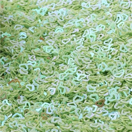 Ultradünne hohle Herz-Pailletten, Durchmesser 4 mm, Festival-Bastelpailletten, Gewicht 10/20/50 g, for Nagelkunst(Green,20) von GAOJUDAF
