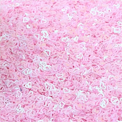 Ultradünne hohle Herz-Pailletten, Durchmesser 4 mm, Festival-Bastelpailletten, Gewicht 10/20/50 g, for Nagelkunst(Light pink,10) von GAOJUDAF