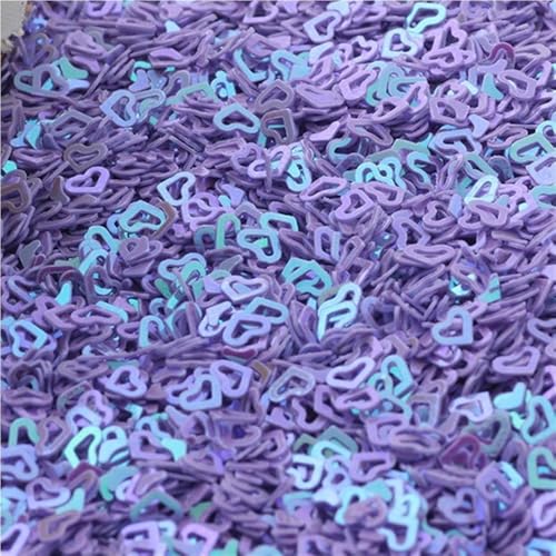 Ultradünne hohle Herz-Pailletten, Durchmesser 4 mm, Festival-Bastelpailletten, Gewicht 10/20/50 g, for Nagelkunst(Light purple,50) von GAOJUDAF