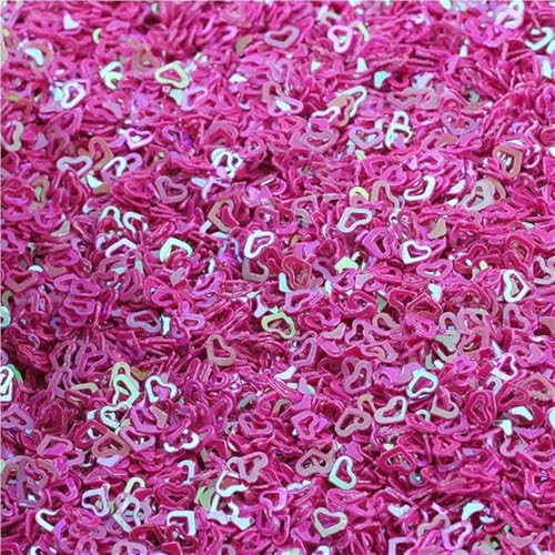 Ultradünne hohle Herz-Pailletten, Durchmesser 4 mm, Festival-Bastelpailletten, Gewicht 10/20/50 g, for Nagelkunst(Red,10) von GAOJUDAF