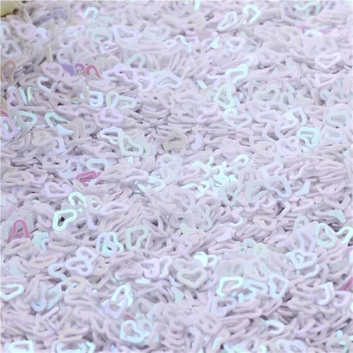 Ultradünne hohle Herz-Pailletten, Durchmesser 4 mm, Festival-Bastelpailletten, Gewicht 10/20/50 g, for Nagelkunst(White,50) von GAOJUDAF