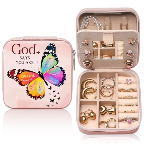GAOLZIUY Christliches Geschenk für Frauen und Mädchen, Reise-Schmuckschatulle, Gott, tragbarer Schmuck-Organizer, inspirierend, religiös, spirituell, katholisch, Glaube, Gebetsgeschenke für Freunde von GAOLZIUY