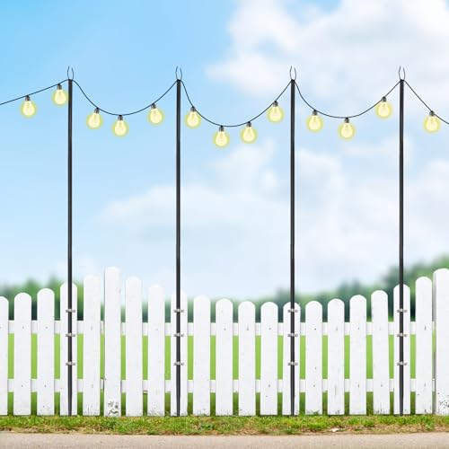 GAOUSD Lichterpfosten für den Außenbereich, 4 Lichterpfosten, zum Aufhängen, für den Außenbereich, Gabel in U-Form, für Garten, Terrasse oder Hinterhof (Lichterkette nicht im Lieferumfang enthalten) von GAOUSD