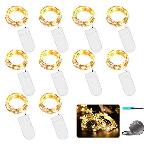10 Stück LED Lichterkette mit Batterie,2 Meter 20er Micro Kupfer Lichterkette Warmweiß IP65 Wasserdicht Dekorative Lichterkette String Fairy Light Drahtlichterkette für Party Garten Hochzeit 10 Stück LED Lichterkette mit Batterie,2 Meter 20er Micro Kupfer Lichterkette Warmweiß IP65 Wasserdicht Dekorative Lichterkette String Fairy Light Drahtlichterkette für Party Garten Hochzeit von GAOUTO