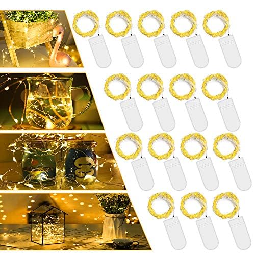 16 Stück LED Batterie Lichterkette Warmweiß, 2M 20er Mikro LED Lichterkette mit Batterie, IP65 Wasserdicht String Fairy Light Kupfer Drahtlichterkette für Party, Christmas Dekor, Flasche DIY 16 Stück LED Batterie Lichterkette Warmweiß, 2M 20er Mikro LED Lichterkette mit Batterie, IP65 Wasserdicht String Fairy Light Kupfer Drahtlichterkette für Party, Christmas Dekor, Flasche DIY von GAOUTO