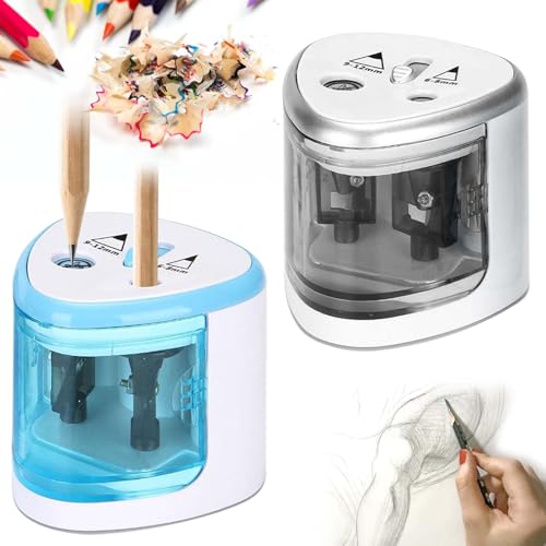 2 Stück Elektrischer Anspitzer, Elektrischer Spitzer für Kinder Doppelloch für 6-8mm und 9-12mm,Spitzer Elektrisch,Elektrischer Universal Anspitzer,Elektrische Bleistiftspitzer für Schulen,Haushalte 2 Stück Elektrischer Anspitzer, Elektrischer Spitzer für Kinder Doppelloch für 6-8mm und 9-12mm,Spitzer Elektrisch,Elektrischer Universal Anspitzer,Elektrische Bleistiftspitzer für Schulen,Haushalte von GAOUTO
