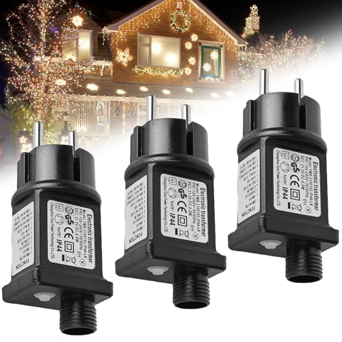 3 Stück Netzteil 31V Stecker für Lichterkette, 31V LED Netzteil, IP44 Trafo Stecker mit Timer Funktion für Weihnachtsbeleuchtung Glühbirnen, LED Transformator Treiber für Niederspannungs-LED-Adapter von GAOUTO