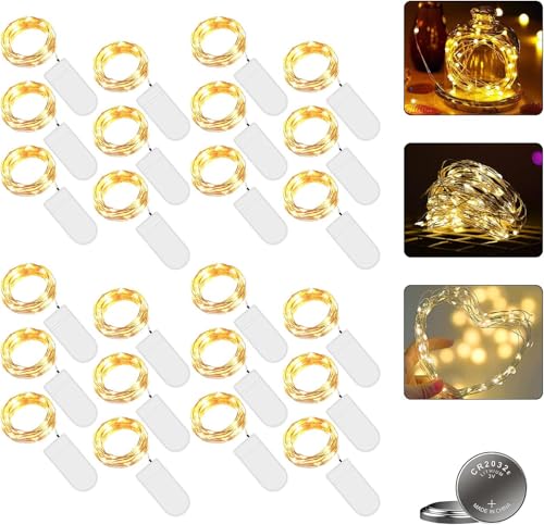 LED Lichterkette Batterie, 24 Stk 2M 20LED Micro Batterie-betrieben Kupfer Drahtlichterkette Warmweiß Weihnachtsbeleuchtung für Zimmer, Innen, Weihnachten, Außen, Party, Hochzeit, DIY(Warmweiß, 24er) LED Lichterkette Batterie, 24 Stk 2M 20LED Micro Batterie-betrieben Kupfer Drahtlichterkette Warmweiß Weihnachtsbeleuchtung für Zimmer, Innen, Weihnachten, Außen, Party, Hochzeit, DIY(Warmweiß, 24er) von GAOUTO