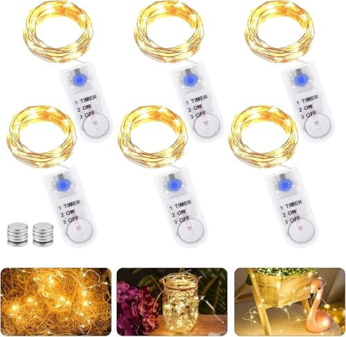 LED Lichterkette Batterie mit Timer, 6 Stk 2M 20LED Micro Batterie-betrieben Kupfer Drahtlichterkette Weihnachtsbeleuchtung für Zimmer, Innen, Weihnachten, Außen, Party, Hochzeit, DIY LED Lichterkette Batterie mit Timer, 6 Stk 2M 20LED Micro Batterie-betrieben Kupfer Drahtlichterkette Weihnachtsbeleuchtung für Zimmer, Innen, Weihnachten, Außen, Party, Hochzeit, DIY von GAOUTO