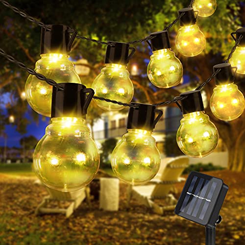 Solar Lichterkette Außen, 5M 20er LED Aussen Solar Glühbirnen Lichterkette, 8 Modi Wasserdicht IP65 Solarbetriebene Lichterkette, Warmweiß Garten Lichterkette Beleuchtung für Party Garten Hof Balkon von GAOUTO