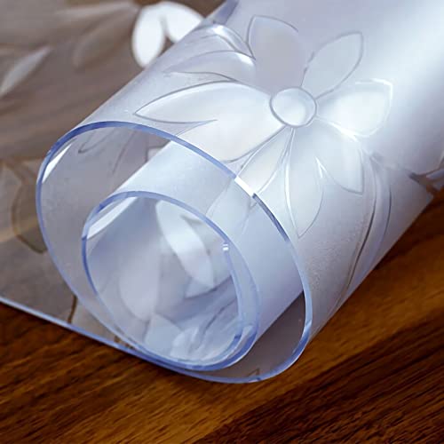 2mm Dick Transparente Tischdecken Tischfolie 110x160cm PVC Glasklar Folie Tischschutz Wasserdicht Tischschutzfolie Fettdicht,Für Esstisch Couchtisch Und Schreibtisch,Matte Texture Blütenform,Rechteck von GAOYUE