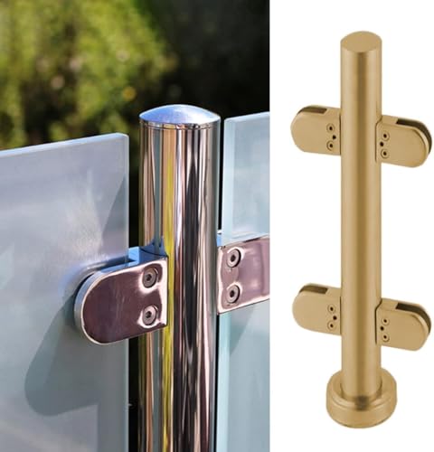 GAOzhenq Glasgeländerpfosten/-klemme, Gold, Edelstahl-Glasbalustersäule für Terrassen-, Veranda- und Innentreppenhäuser, Edelstahl-Balustradenpfosten (mittlerer Pfosten, 85 cm) von GAOzhenq