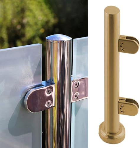 GAOzhenq Glasgeländerpfosten/Klemme Gold, Edelstahl-Glasbalustersäule für Terrassenverandadeck Innentreppe Edelstahl-Balustradenpfosten (Endpfosten, 95 cm) von GAOzhenq