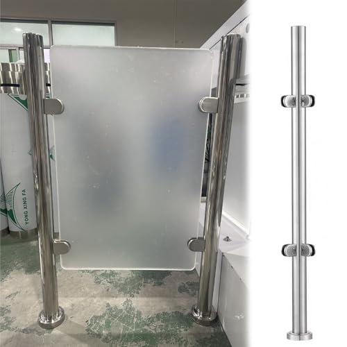 GAOzhenq Runder Glasgeländerpfosten mit Klemme, Glasbalustradenpfosten-Set für Außentreppen im Innenbereich, Edelstahl-Glasplatten-Klemmgeländersystem (Eckpfosten, H 145 cm) von GAOzhenq