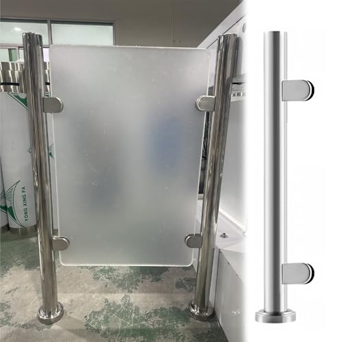 GAOzhenq Runder Glasgeländerpfosten mit Klemme, Glasbalustradenpfosten-Set für Außentreppen im Innenbereich, Edelstahl-Glasplatten-Klemmgeländersystem (Endpfosten, H105 cm) von GAOzhenq
