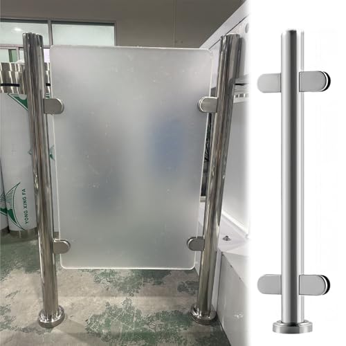 GAOzhenq Runder Glasgeländerpfosten mit Klemme, Glasbalustradenpfosten-Set für Außentreppen im Innenbereich, Edelstahl-Glasplatten-Klemmgeländersystem (Mittelpfosten, H 65 cm) von GAOzhenq