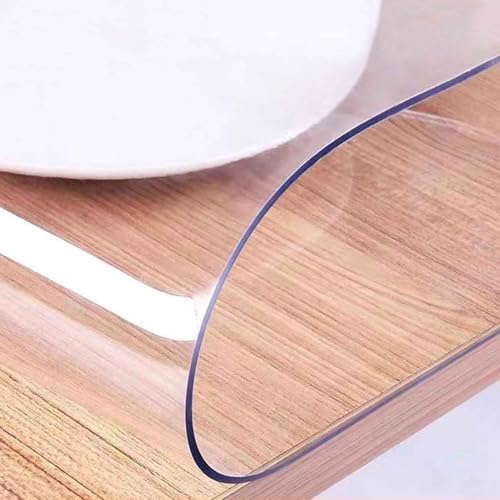 GAOzhenq Transparente Tischdecke aus Kunststoff, 100% wasserdicht, rechteckig, Vinyl, PVC, Schutz vor Ölflecken, abwischbar, transparente Tischdecke für Küche/Büro/Kaffee (100 x 300 cm) von GAOzhenq