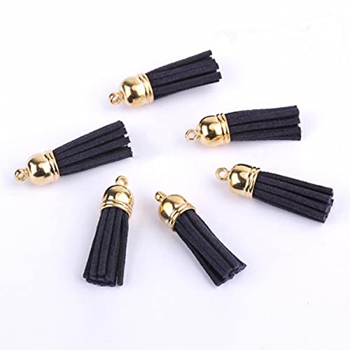 60/100 Stück, 38 mm, Gold, Splitter, Wildlederimitat, Quaste, für Schlüsselanhänger, Armbänder, Schmuck, Sommer, DIY, Anhänger, Charms, 100 Stück, goldfarbene Kappen, hellrosa (20 Stück silberne von GAQDDRE