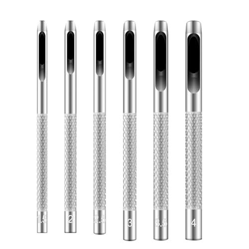 Lochstanzer-Set aus Leder mit 6 Stahlwerkzeugen (1,5 mm - 4 mm), Lochstanzer für Gürtel, Filz und Dichtungen, Gürtellocher für Lederhandwerk von GAQWOK