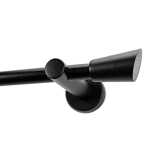 Garesa Gardinenstange Molis Ø 20mm, 1-läufig, Schwarz lackiert I Stabile Vorhangstange ohne Ringe I Mit Endknopf Keil I Auch für mittelschwere Vorhänge I 210cm von GARESA schönes fürs Fenster