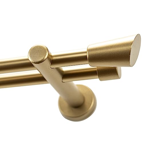 Garesa Gardinenstange Molis Ø 20mm, 2-läufig, Gold, matt lackiert I Stabile Vorhangstange ohne Ringe I Mit Endknopf Keil I Auch für mittelschwere Vorhänge I 280cm von GARESA schönes fürs Fenster