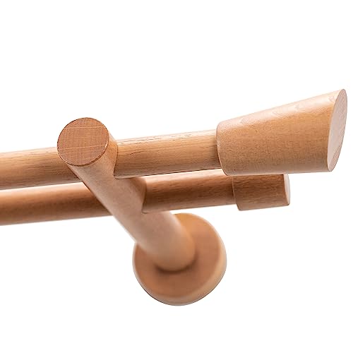 Garesa Gardinenstange Molis Ø 20mm, 2-läufig, Rotbuche I Stabile Vorhangstange ohne Ringe I Mit Endknopf Keil I Auch für mittelschwere Vorhänge I 300cm Garesa Gardinenstange Molis Ø 20mm, 2-läufig, Rotbuche I Stabile Vorhangstange ohne Ringe I Mit Endknopf Keil I Auch für mittelschwere Vorhänge I 300cm von GARESA schönes fürs Fenster