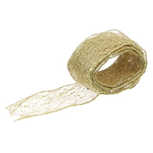GARIOUANS 1 Rolle Weihnachtsband Goldenes Baumband Glitzerband Für Baumdekoration Geschenkband DIY Bastelband Funkelndes Netzband Breites Goldband Goldene Schnur von GARIOUANS